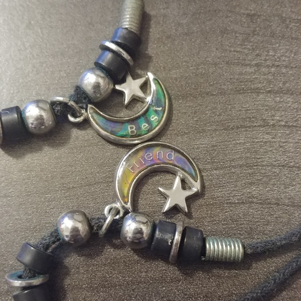 Best friends Moon and star mood necklace set